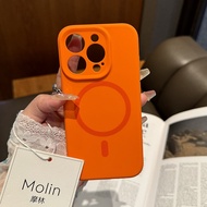 เคสซิลิโคนเหลว Apple 16Pro Max แบบดูดซับแม่เหล็ก ป้องกันการตกหล่น สไตล์เรียบง่าย คู่รัก เคสโทรศัพท์ม