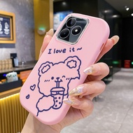 Case For Realme C53 C51 C51s C55 C35 C67 Narzo N53 N55 50A Prime Note 50 12 Lite Phone Bear Drinking