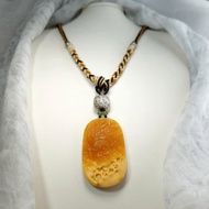 項鍊 大黑天造型雕刻 緬黃 水草瑪瑙 黑瑪瑙 925銀飾 棉繩 編織