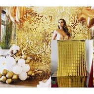 2 Meter/Foil Curtain Fringe Curtain Square Shiny Gold Foil Metallic Curtain Backdrop birthday