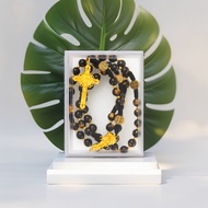 8MM DARK ELEGANCE NATURAL STONE CATHOLIC ROSARY CATHOLIC ROSARY NECKLACE/