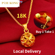 PQH KONG Jewellery Gold 916 Legit Online Sale Nasasangla Original Necklace for Women Hollow Ball Dro