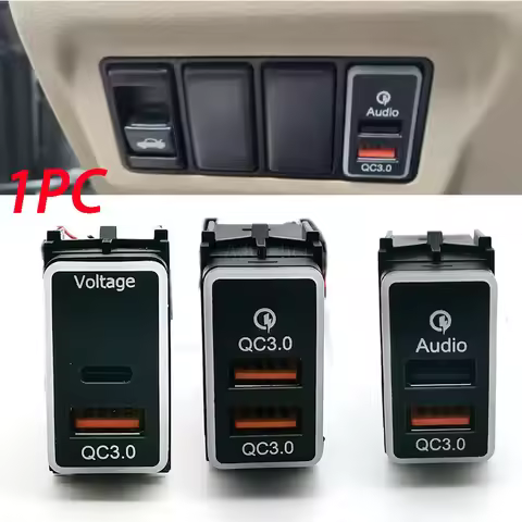 1PC Car Quick Charger Dual QC3.0 USB Type C Audio Voltage Socket Adapter For Nissan Qashqai Teana Su