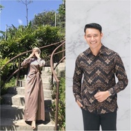 Arabel Dress Couple Satin Velvet Gamis Kemeja Batik Katun Kondangan Wisuda Baju Pasangan Tunangan La