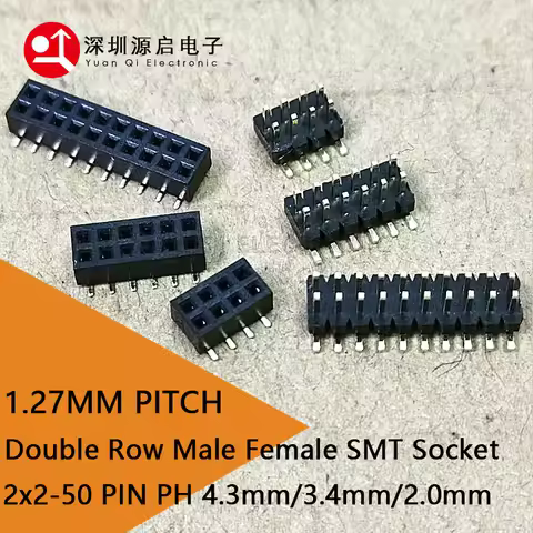 1U 1.27mm Pin Header SMT Connector Male Height 4mm 3mm 2mm 2*2/3/4/5/6/7/8/9/10/12/30/50p For PH 4.3