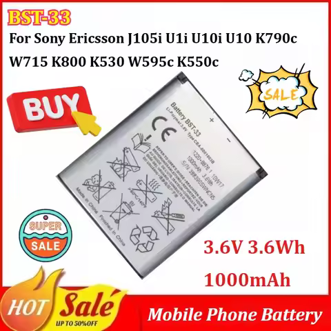 New BST-33 3.6V 3.6Wh 1000mAh Mobile Phone Battery for Sony Ericsson J105i U1i U10i U10 K790c W715 K