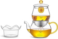 Veitron Easy to Soak Tea Pot, Total 560ml (18.94 oz) Glass Teapot with Base, Tea and Water Separatio
