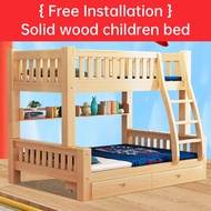 Free Installation Solid Wood Kid Bed Children Bed Full Over Full Bunk Bed With Stairs, Wooden Bunk Beds With Two Drawers And Storage