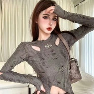 European American Retro Niche Dune Wasteland Style Desert Style Top Long-Sleeved t-Shirt Female Autu