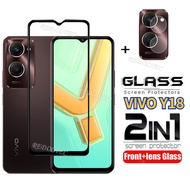 2 in 1 VIVO Y18 Screen Protector + Lens Protector Full Cover Full Glue VIVOY18 VIVO Y 18 Y18 Tempere