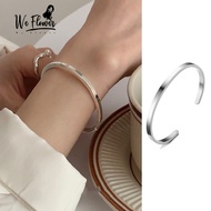 We Flower Punk Stainless Steel Plain Chunky Bangle Open Bracelet for Women Men Cool Fashion Wrist Band Jewelry Accessories