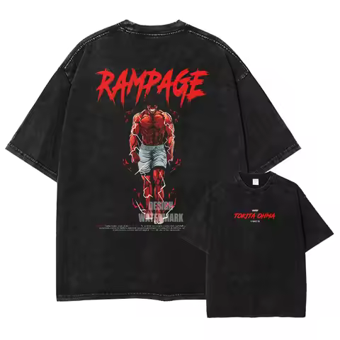 Anime K-Kengan A-Ashura T Shirts Oversized Vintage Washed Tokita Ouma T-shirt Manga Harajuku Streetw