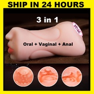 3 in 1 Masturbation Cup 420G+- Anal Vaginal Oral Mouth Alat Lancap Laki Male Sex Toy For Men Fake Pu