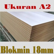 BLOKMIN 18mm Ukuran A2 420x590x3 mm Triplek Blokmin Putih Doff 18mm