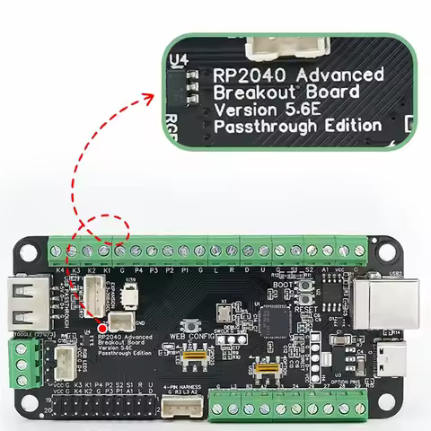 Upgraded USB Passthrough GP2040 RP2040 Advanced Breakout Board Fighting Board For Arcade Hit Box DIY