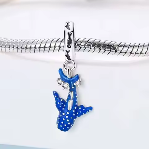 925 Sterling Silver Original Charm For Woman Noctilucent Whale Shark Ocean Pendant Fit Beads Bracele