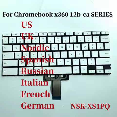 100%New Original For HP Chromebook x360 12b-ca series laptop keyboard No-backlight NSK-XS1PQ L67775-
