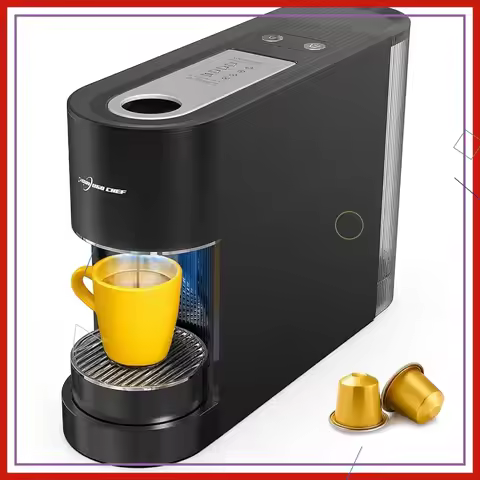 Compact Espresso Machine, 20 Bar Pump, Compatible with Nespresso Original Pods, One-Touch Brewing, 3