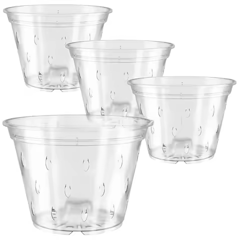 Container Garden Supplies Transparent Orchid Pot Root Control Plastic Orchid Pots With Holes Breatha