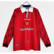 Retro Soccer Jersey SALE MU Retro Home Long Sleeve Jersey 96-97 Vintage Football Jersey