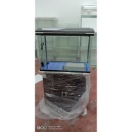 2.5 feet curve aquarium with cabinet full set high quality aquarium.#Use Logistic shopee No warranty