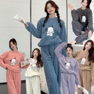 Furry Pajamas Set, Thermal Cotton Fleece Set with Elephant Shaped Rope FreeSize Super Warm Home Wear