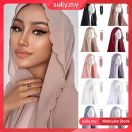 【Malaysia stock】Chiffon Shawl Sulam 4 Edge Embordiery // Sulam Viral Veil 4 Edge Design 2 SL