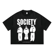 Mnst Tshirt Crop Boxy Oversize Black Society