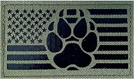 2x3.5 IR Infrared USA Flag with Tracker Paw K-9 Tactical Patches Hook-Fastener Backing… (OD Green)