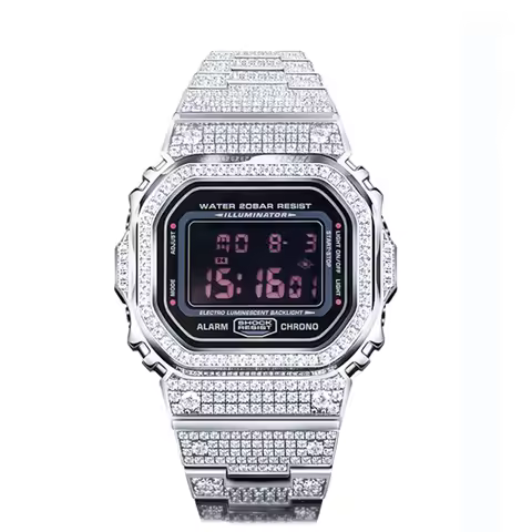 FOR CASIO DW5600/5610 Watchbands Diamond Set Stainless-Stell Bezel & Band Bracelet Strap Watch Case