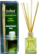 Aroma Galaxy Madurai Jasmine and Mogra Reed Diffuser Set/Aroma Reed Diffuser/Home Fragrance/Scented Reed Diffuser for Offices, Home, Hotel, Bathroom &amp; Living Room - 30 ML with 6 Reed Sticks