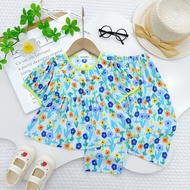 Short-sleeved tole set, long pants, ruffle collar for girls, sizes from 8-42kg (inbox shop for advic