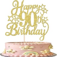 1 Pack Happy Birthday Cake Topper Glittering 90th Birthday Decorations for Girls 90th Birthday Party