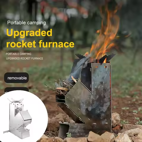 Portable Stainless Steel Rocket Stove Wood Burning Camp Stove for Outdoor Camping Hiking Picnic Barb