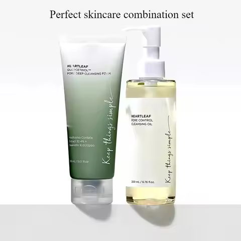 Anua Skin Care Set Heartleaf Face Wash Cleaner Foam Deep Cleaning Pore Control Makeup Cleansing Oil 