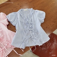 (PB.HAVANA) Áo OLLIE babydoll kẻ sọc phối bèo viền nhẹ nhàng AO561
