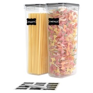 (QBEP) Airtight Tall Food Storage Container Set 2Pcs 2.8L Spaghetti Containers for Pantry Organizati