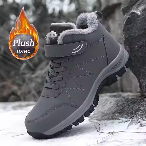 Winter Men Boots Microfiber Leather Snow Boots Man Plush Warm Causal Shoe Waterproof Men Boots Male 