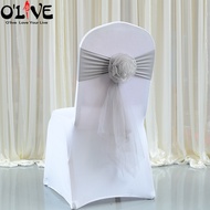Organza Flower Wedding Chair Knots Bow Lycra Chair Sashes Tie Wedding Chair Decoration Belt Band Cover Banquet Venue Ho