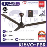 KDK K15VOPBR / K15VO-PBR 60Inch 3 Blades 5 Speed Energy Saving Brown KDK Ceiling Fan Regulator Kipas