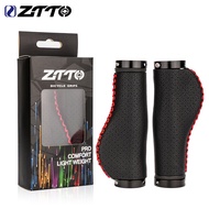 ZTTO Leather Bicycle Grips AG44 AG47 And Silicone Bar Plug MTB Handle Bar Grip Shock-absorbing Mountain Road Bike Bmx