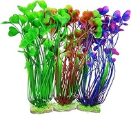 Saim Large Plastic Fish Tank Plants, 3 Pack Artificial Tall Aquarium Plants for Aquarium Fish Tank D