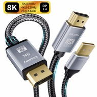 Active 4K HDMI 2.1 to Displayport 1.4 Cable Converter Adapter Male HDMI in to Displayport out Cord 8K 4K HDMI to DP 1.4 for PS4