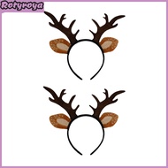 2Pcs Deer Antlers Headband Christmas Cosplay Hair Hoop Adults Realistic Reindeer Horns Ears Costume