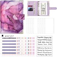 Budget Binder, A6 Marble PU Leather Binder, 6 Ring Budget Planner Organizer with 8 Zipper Cash Envel