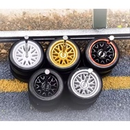 1:64 Rubber Tire Diecast Custom Rims BBS Model (Gold) for hot wheels matchbox majorette minigt inno6