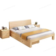 Double Bed Solid Wood Bed Economical Bed Frame Modern Minimalist Style Family Rental House