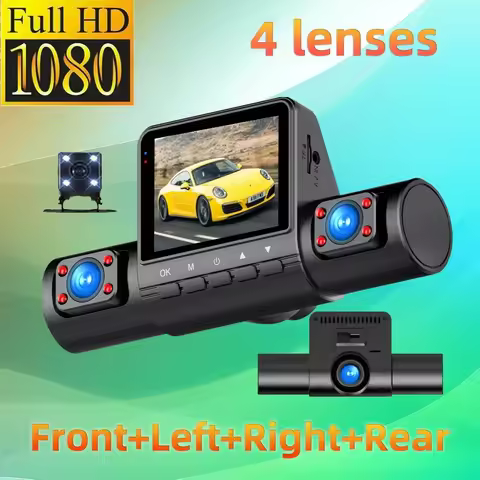 Q80 Pro 1080P Night Vision Parking Monitoring Car Mirror Video Car DVR 3 Recording 4Lens Driving Rec