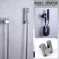 Bidet Sprayer Toilet Closet Valve Set Cold Water Tap Faucet Matt Black Grey Brass Body ABS Plastic Sprayer 1.5m Stainless/3m PVC Hose