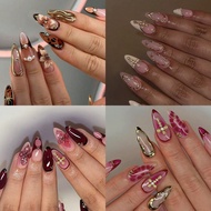 96pcs (4 Mixed Styles) Almond Shaped 3D Gel Nail Stickers, Suitable For Floral, Cross, Small Bead Na